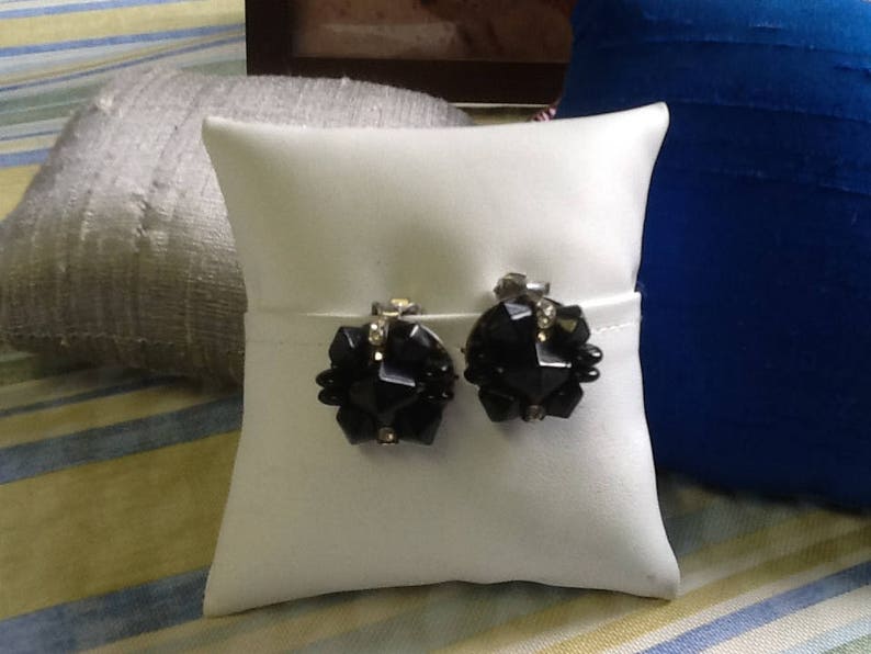 BLACK BEAD VINTAGE Clip on Earrings Etsy