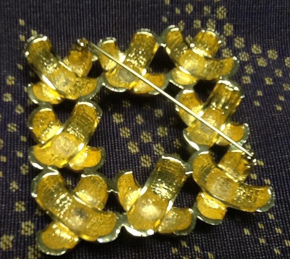 large Signed CASTLECLIFF Pin Brooch Criss Cross x… - image 6