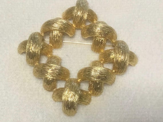 large Signed CASTLECLIFF Pin Brooch Criss Cross x… - image 12