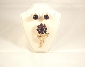 ART VINTAGE PURPLE pin and earring set
