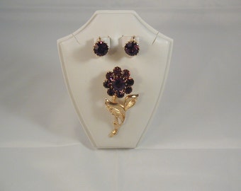 VINTAGE VIBRANT PURPLE pin and earring set