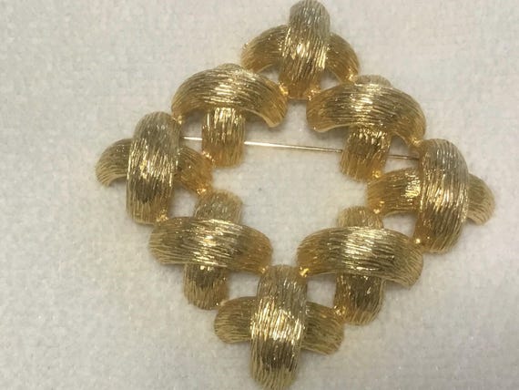 large Signed CASTLECLIFF Pin Brooch Criss Cross x… - image 9