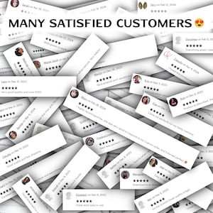 May include: A collage of customer reviews with five-star ratings and positive comments about the quality and service. The reviews are from various dates in 2023 and 2024. The text "MANY SATISFIED CUSTOMERS" is at the top of the image.