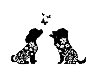 Floral Dog SVG, Dog SVG, Flowers svg, Dog Lover svg, Floral Animal, Floral Dog Silhouette SVG, Wildflower Dog Clipart, Digital Download, Png