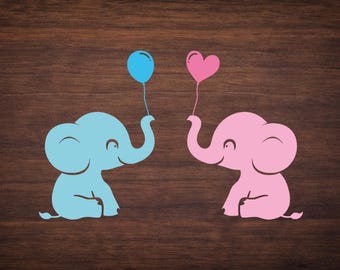 Cute Baby Elephant SVG Cute Elephant With Balloon Layered cut file for Baby Shower Boy Girl Shirt Gift