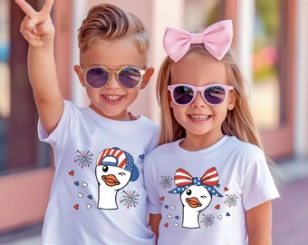 4th of July Goose PNG Boy Girl Patriotic Sublimation Design American Flag Matching Shirt PNG Coquette Mama Memorial Day USA, Digital File