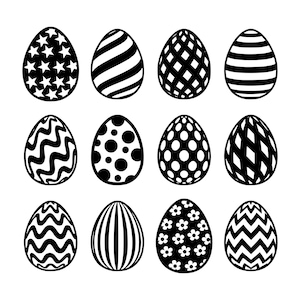 12 Easter Egg Bundle SVG Files | Easter 2025 Cut Files | Easter Egg Silhouette Vector Files | Happy Easter Vector | Cute Easter Egg Clip Art