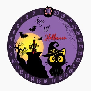 Halloween Countdown SVG, Black Cat SVG, Laser Cut Files, Days Until Halloween Svg, Countdown To Halloween Svg, Bat, Glowforge Files, Dxf Png