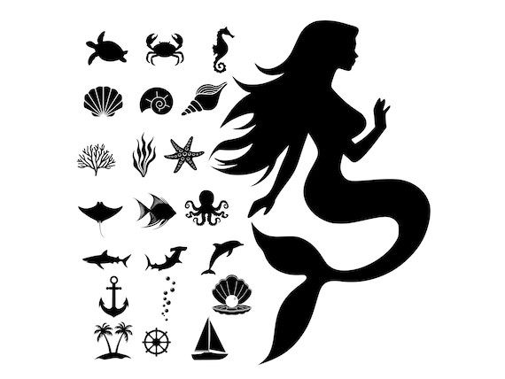 Ocean Animals SVG, Sea Life Clipart Bundle, Under The Sea Cut Files for Cricut, Fish Silhouette Png Dxf Eps Digital Download