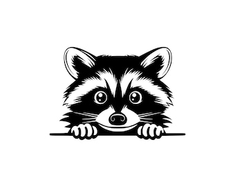 Peeking Raccoon Head Design, svg png dxf eps pdf, vector graphics design cut print dye sub laser engrave digital files commercial use