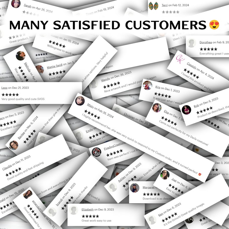 May include: A collage of customer reviews with five-star ratings and positive comments about the quality and service of a product. The reviews are from various customers and highlight the satisfaction with the product. The text "MANY SATISFIED CUSTOMERS" is displayed at the top of the image.