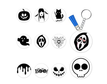 Halloween Keychain Svg Bundle, Halloween SVG, Key Ring Pattern SVG, Scary, Ghost Svg, Halloween Vector, Horror Keychain Svg Digital Download
