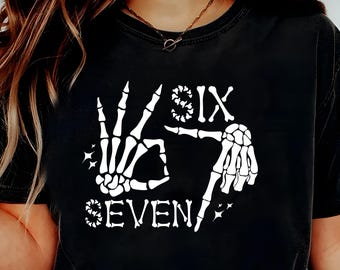 Six Seven 6 7 Meme Funny Skeleton Hands svg | Png, Eps, Dxf | Halloween Bones Clipart, Instant Digital Download