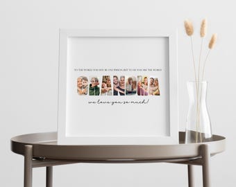 Grandma Photo Frame, Personalized Grandma Frame, Grandma Photo Collage, Editable Grandma Photo Collage, Granny Photo, Gift for Her, PNG PDF