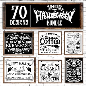 70 ファームハウス ハロウィン サイン SVG、古いハロウィン サイン svg、ヴィンテージ ハロウィン バンドル、ハロウィン サイン、ハロウィン svg、ヴィンテージ サイン、ハロウィン