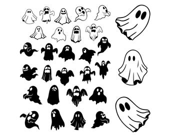 GHOST SVG, Bundle, Halloween svg, Ghost Clipart, Cute ghost cut files, Halloween ghost Design Clipart, Svg, Dxf, Eps, PNG, Digital Download