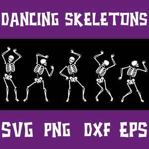 Dancing Skeletons Svg, Halloween svg, Bundle, Png, Dxf, Eps, Sublimation Digital Download, Gifts