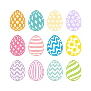12 Easter Egg Bundle SVG Files | Easter 2025 Cut Files | Easter Egg Silhouette Vector Files | Happy Easter Vector | Cute Easter Egg Clip Art