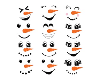 Snowman Faces SVG | Snowman SVG | Snowman Clipart| Christmas Svg| Snowman Bundle Svg| Snowman Vector| Christmas Elements| Christmas Cut File