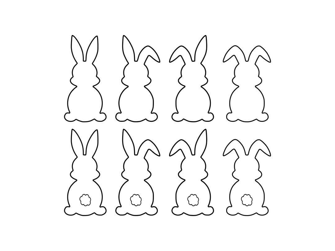 Easter Bunny Outline SVG Bundle, Bunny Silhouette Shape Set, Rabbit ...