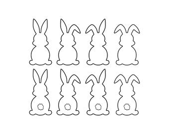 Easter Bunny Outline SVG Bundle, Bunny Silhouette Shape Set, Rabbit Vector, Cricut Cut File, Bunny Png Dxf Spring Clip Art Digital Download