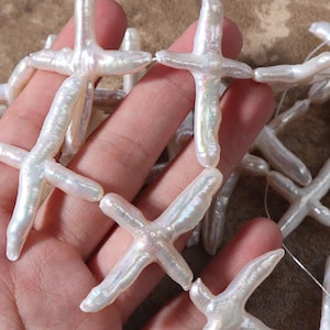 Natuurlijke zoetwaterparels, sterk licht barok groot kruis, kralen overdreven Europese en Amerikaanse sieraden accessoires materialen groothandel: