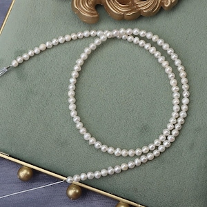 3.5-4 mm nearly round matte natural freshwater pearl loose beads DIY jewelry material a string of about 38cm105 pieces