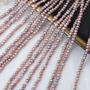 39Cm natural color 4mm color threaded potato seedless natural freshwater pearl loose bead DIY jewelry material