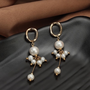 Niche handmade natural freshwater pearl earrings long earrings S925 sterling silver needle earrings wholesale
