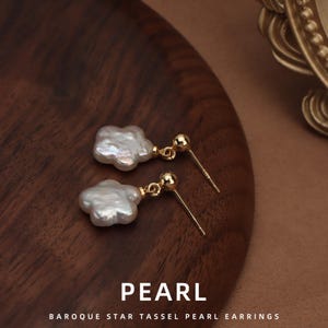 Exquisite light luxury baroque plum blossom natural freshwater pearl earrings S925 silver needle spot wholesale