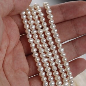 4Mm Smooth Potato Shape Natural Freshwater Pearl Bare Beads work in progress DIY Clavicle Chain Jewelry Bead Piercing Material
