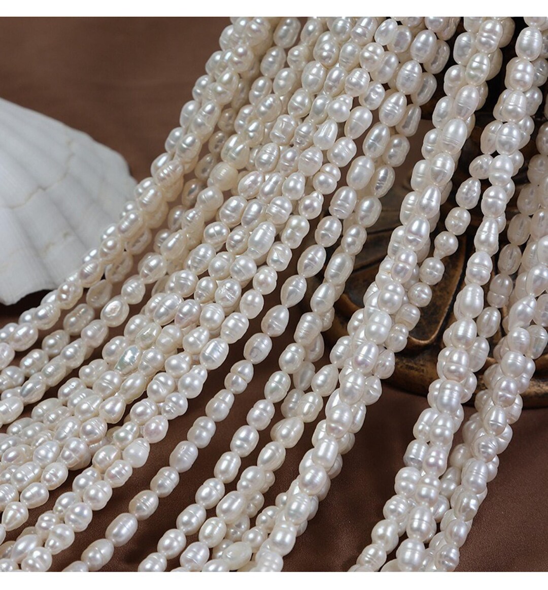 4.5-5 Mm Threaded Rice Beads Natural Freshwater Real Pearls Loose Beads ...