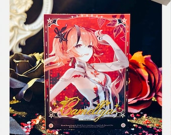 Wuthering Waves Camellya Collectible Set Acrylic Stand Badge Laser Ticket Photo Card Desktop Gift