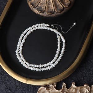 3-4Mm Irregular Flat Beads Freshwater Pearl Necklace Natural Clavicle Chain Versatile Sterling Silver 925 Button Head Seedless