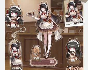Wuthering Waves CHISA Maid Limited Collab Set,Acrylic Stand, Acrylic Charm, 75mm Badge, Photo Card, Gift for WuWa Players