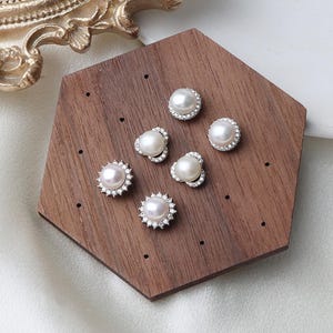 S925 sterling silver needle natural freshwater pearl stud earrings with diamonds simple classic versatile earrings factory spot wholesale