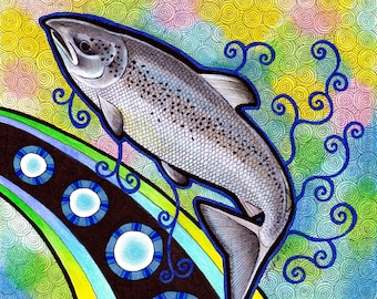 Atlantic Salmon of Knowledge as Animal Teacher - Original Art - Totem, Witchcraft
