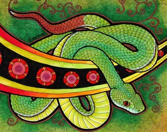 Ruby Eyed Viper as Animal Teacher - Original Art - Witchcraft, Snake