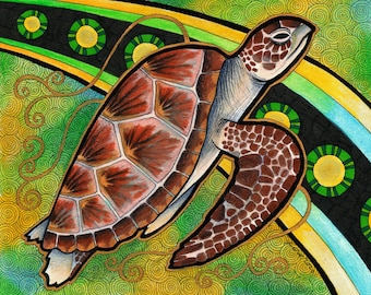 Green Sea Turtle as Animal Teacher - Original Art - Totem, Witchcraft