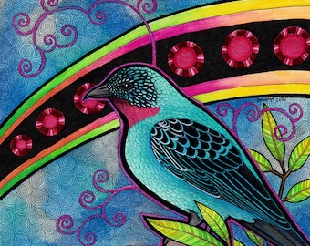 Spangled Cotinga as Animal Teacher - Original Art - Witchcraft, Blue Bird