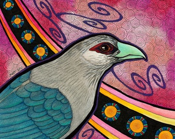 Green-Billed Malkoha as Animal Teacher - Original Art - Witchcraft, Bird