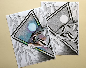 Cat Digital Coloring Page. Instant download. Printable. Totem animal