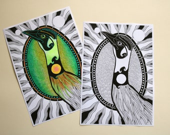 Emu Digital Coloring Page. Instant download. Printable. Totem animal