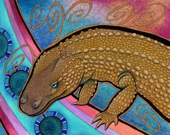 Earless Monitor Lizard as Animal Teacher - Original Art - Witchcraft, Reptile