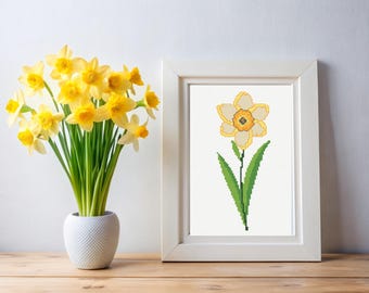 Narcissus Flower Cross Stitch Pattern, Daffodil Cross Stitch Chart,İnstant Download PDF