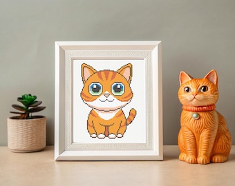 Cat Cross Stitch Pattern,Modern,Easy and Abstract Cross Stitch Chart,Instant Download PDF