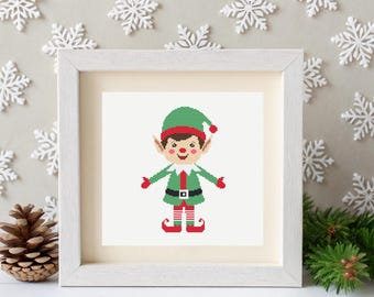 Elf Cross Stitch Pattern,Christmas Elf Easy Counted Cross Stitch Chart,Instant Download PDF