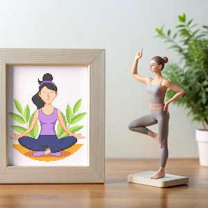 Woman Doing Yoga Cross Stitch Pattern,Yoga girl  Modern and Abstract Cross Stitch Chart,Instant Download PDF