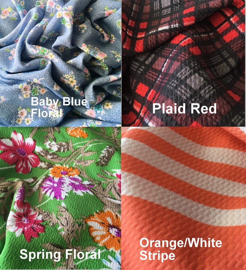 Bullet Textured Spring Flower Baby Blue Floral Plaid Stripes Liverpool Poly/Lycra/Spandex Stretch Knit Fabric By The Yard