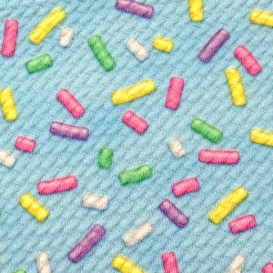 Textured Bullet Liverpool DBP Ribbed Knit Polyester Blend Stretch Printed Fabric By The Yard 1y Sprinkles Blue